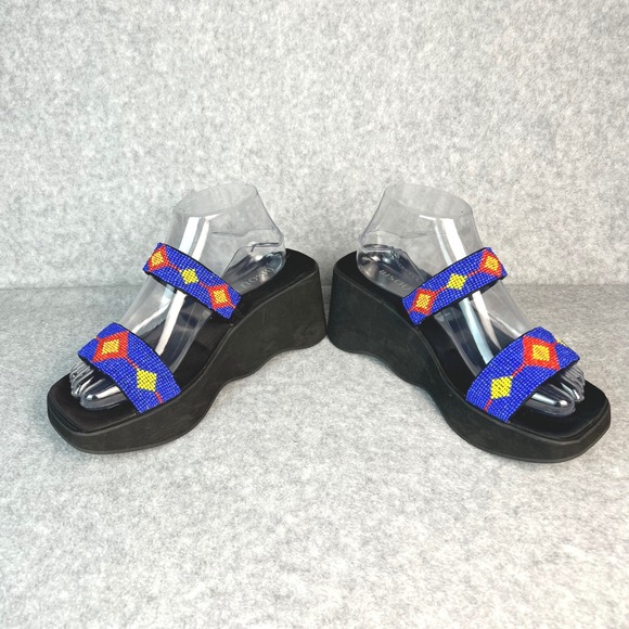 Bisou Bisou Beade Platform Chunky Slide Sandals Sz 9 - Picture 2 of 5